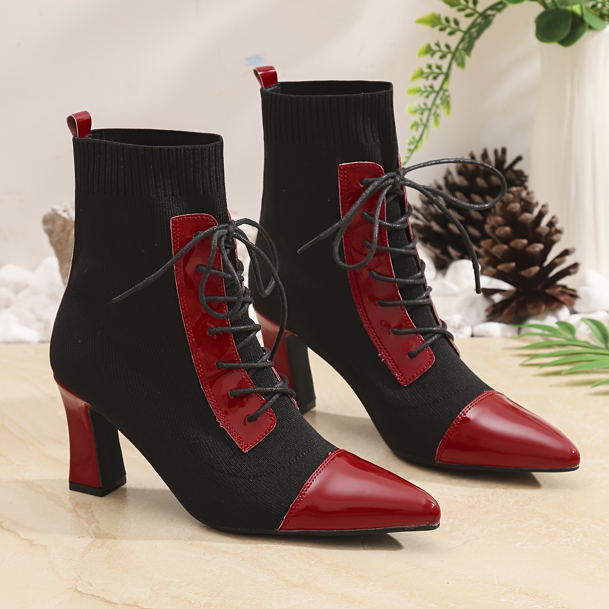 

Women' High Heel Ankle Boots, Classic Pointed Toe Chunky Heels With Adjustable Straps, Comfortable , Outdoor Boots