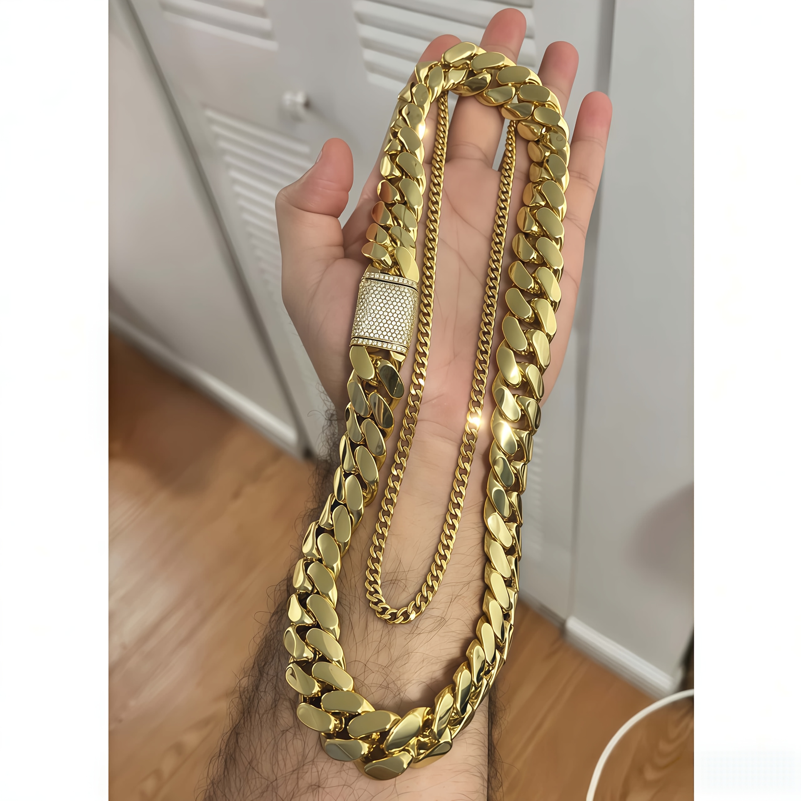 TEMU 2pcs 15mm Heavy Duty Men's Miami Cuban Chain-link Cuban Link Chain Jewelry, Valentine's Gifts For Him, Gear For Parties & Festivals, 's Day,