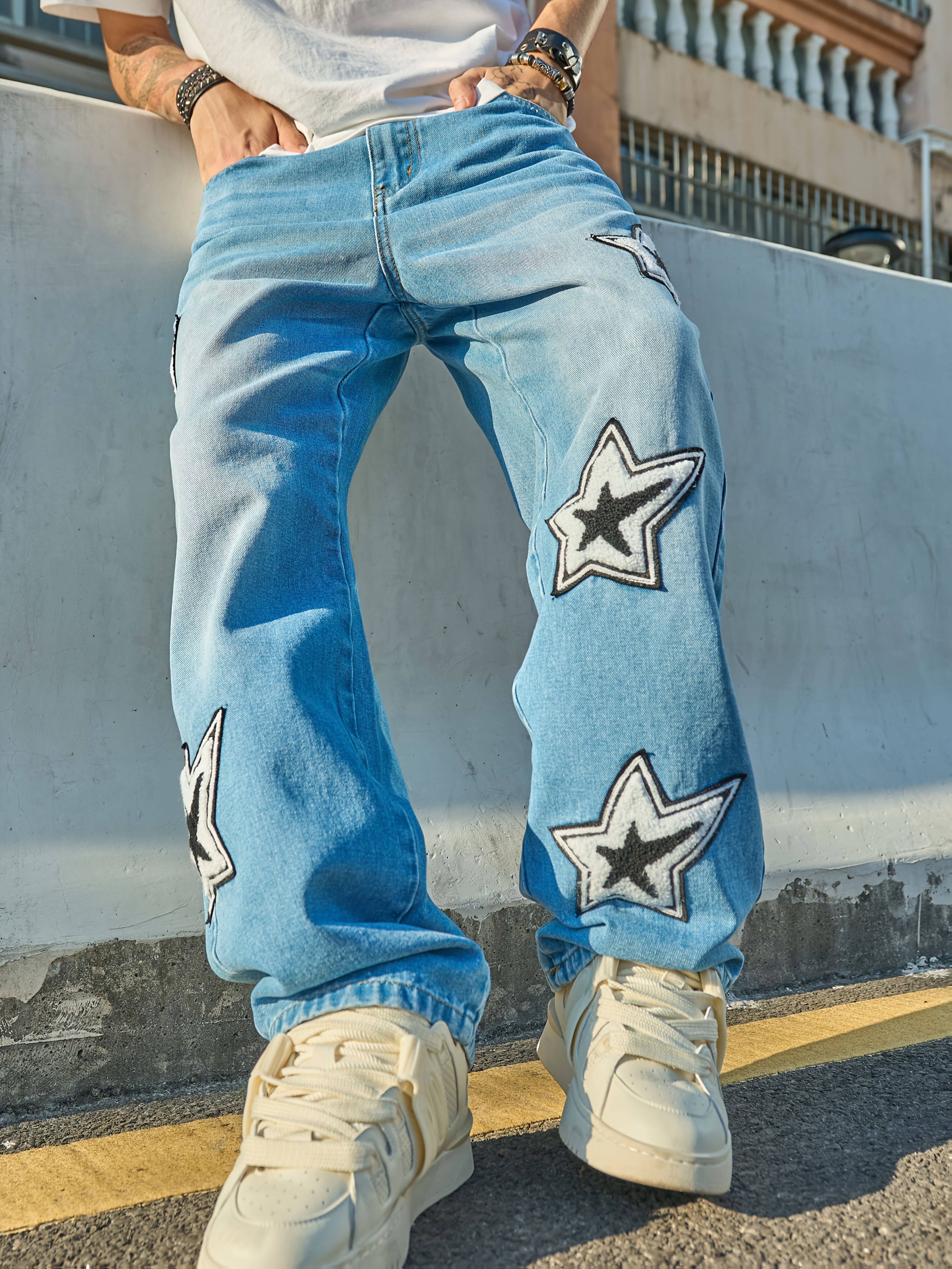 Peoplesense Star pattern vintage denim Peoplesense Distressed Star 