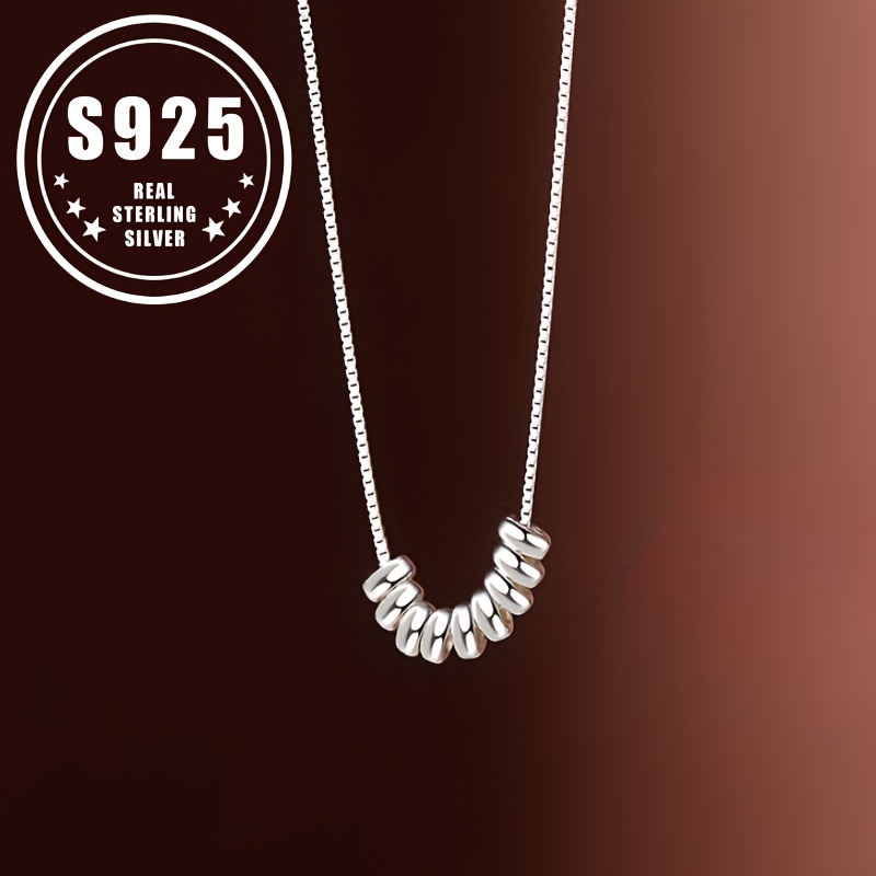 

S925 Hypoallergenic Silvery Geometric Bead Necklace For Grooming And Valentine's Day Gifts.1.95g/0.07oz