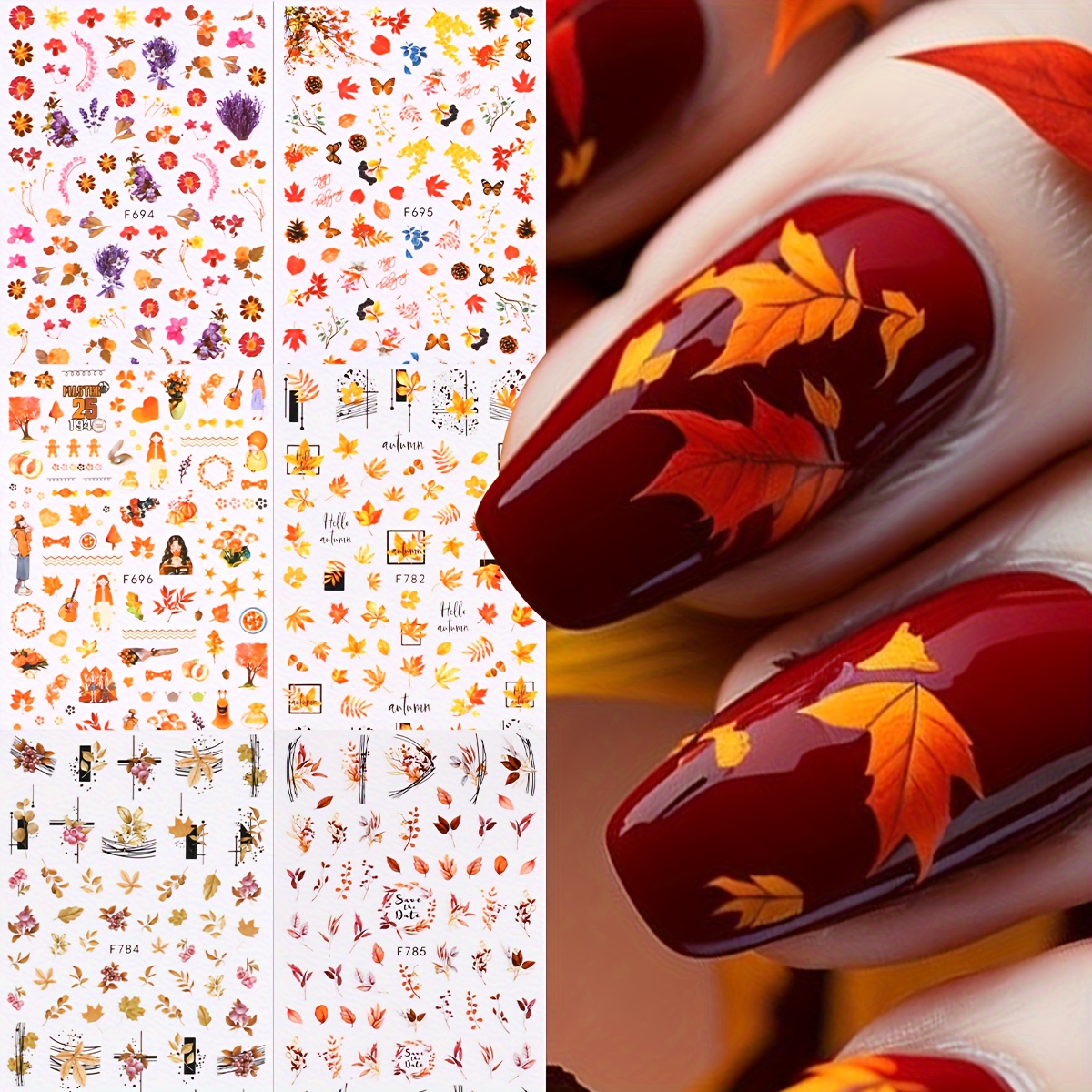 

Autumnal Floral Nail Stickers Set: 6 Pieces (f-tz082-06)