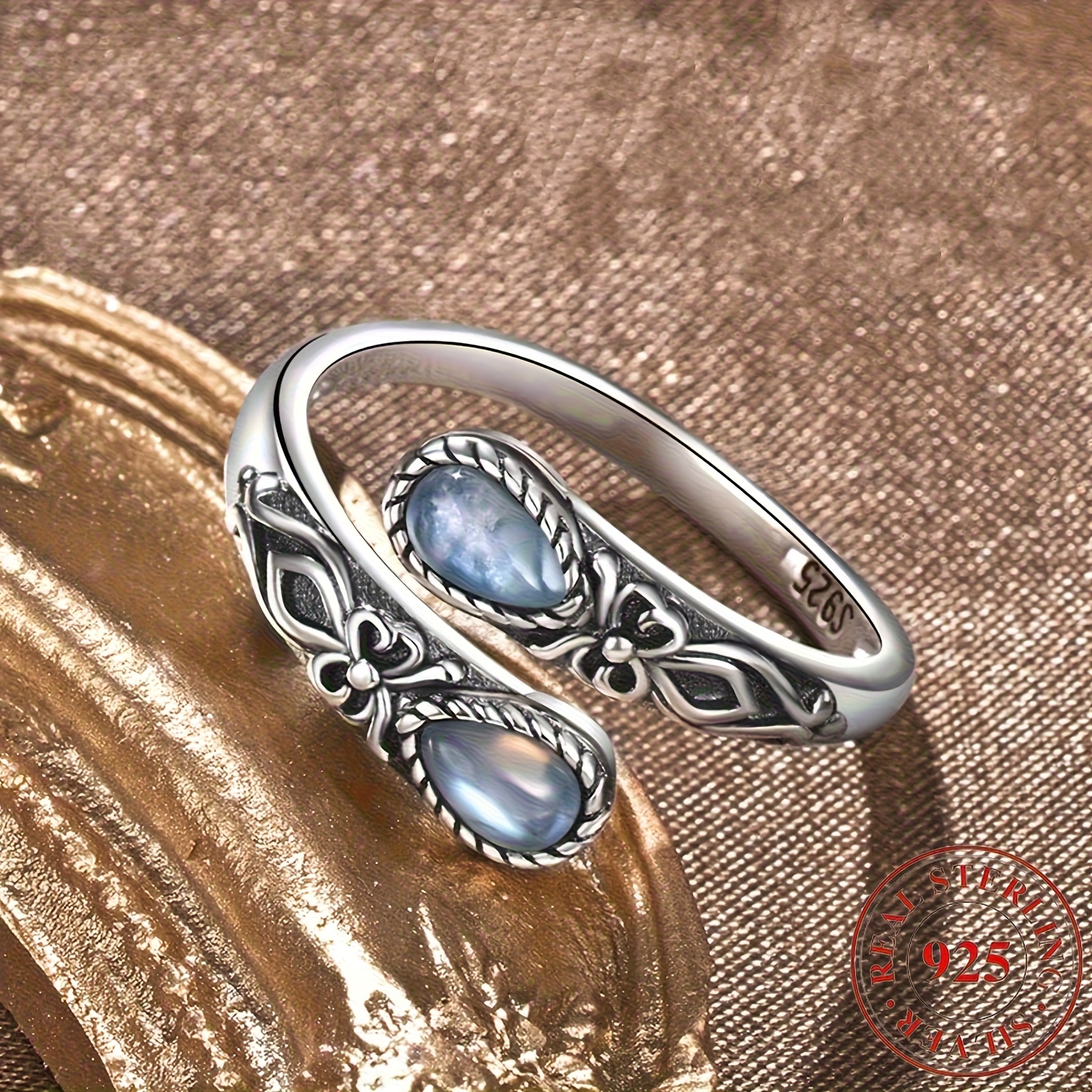 TEMU S925 Silver Ring Featuring , Hypoallergenic And Free Of Nickel, Adjustable Design, Perfect For A Bohemian Holiday Theme, A Stylish Accessory For