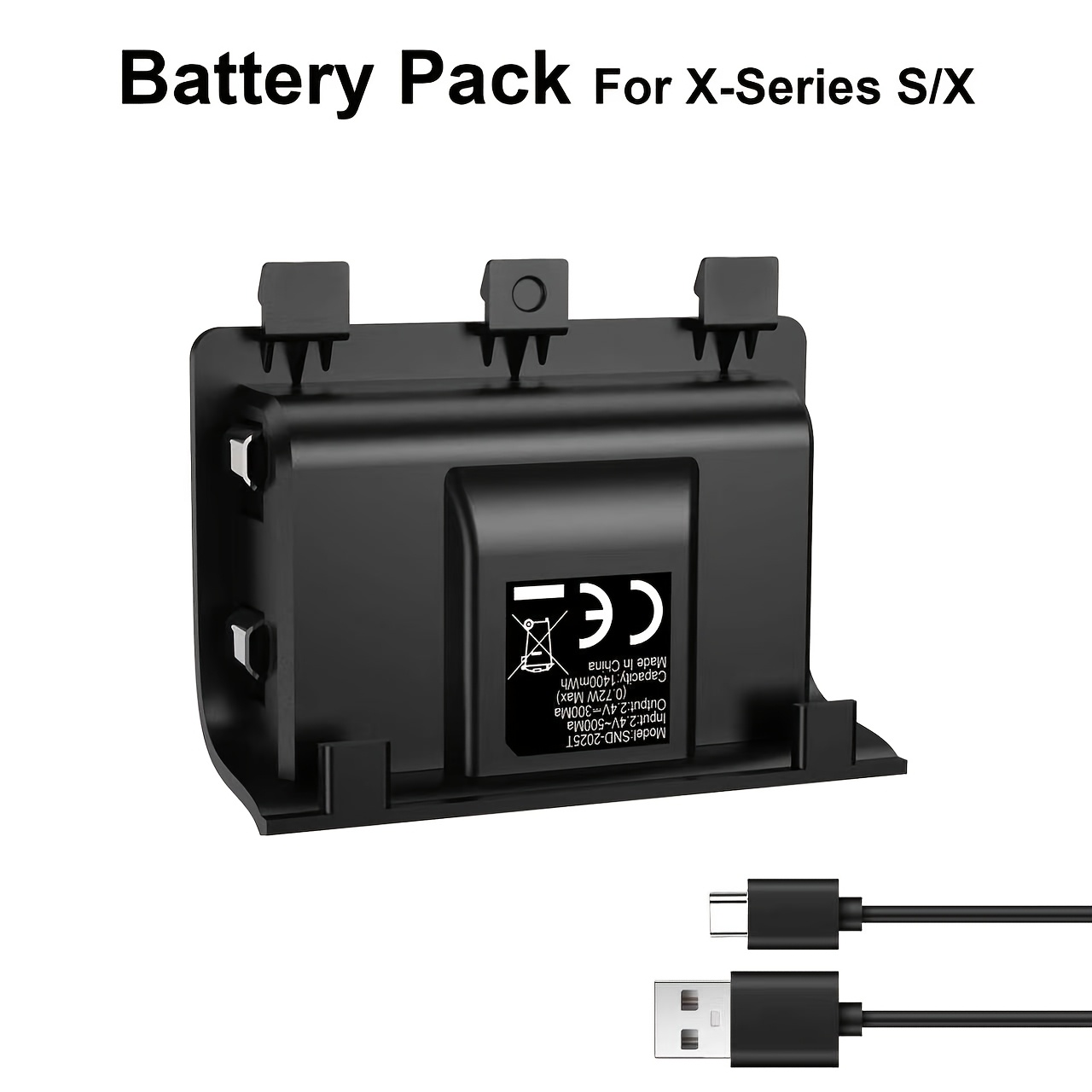 TEMU Batterie Externe Rechargeable Compatible avec les Manettes X/ S, Batterie Haute Capacité - Prolonge le Jeu de Plus de 6 Heures, Facile à Charger