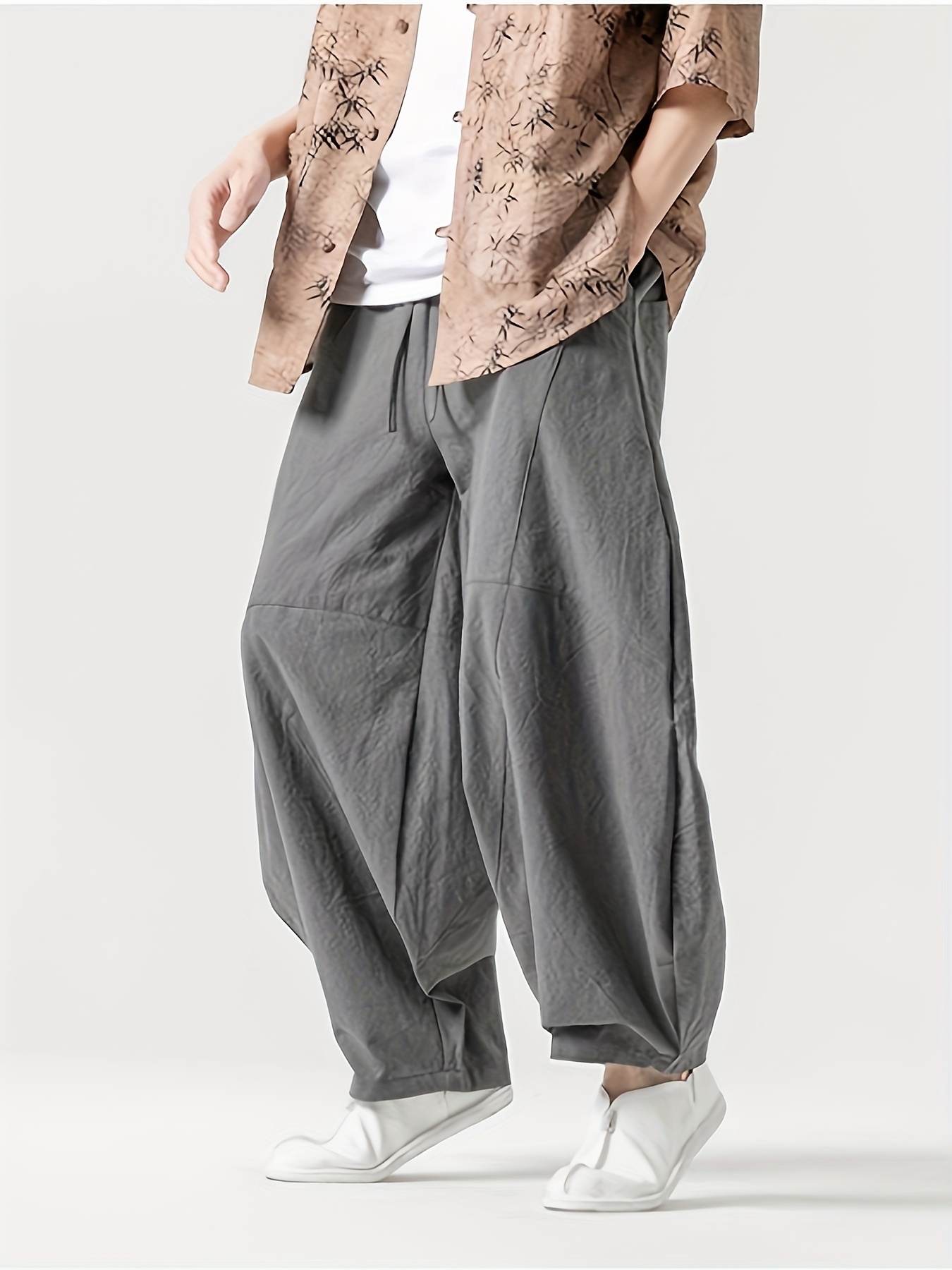 pantalones negros holgados hombre estilo chino vintage Temu Mexico