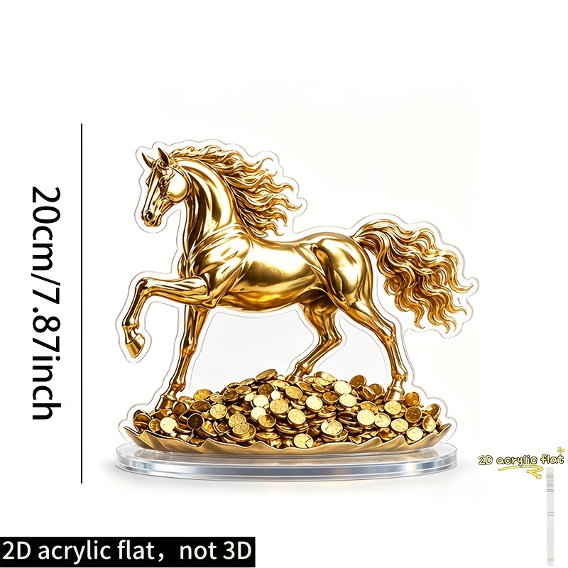 TEMU Standee 2D Piatto Lusso Cavallo in Acrilico �� Decorazione da Scrivania Cavallo con Base , Ornamento Shui Moderno per Ufficio Soggiorno