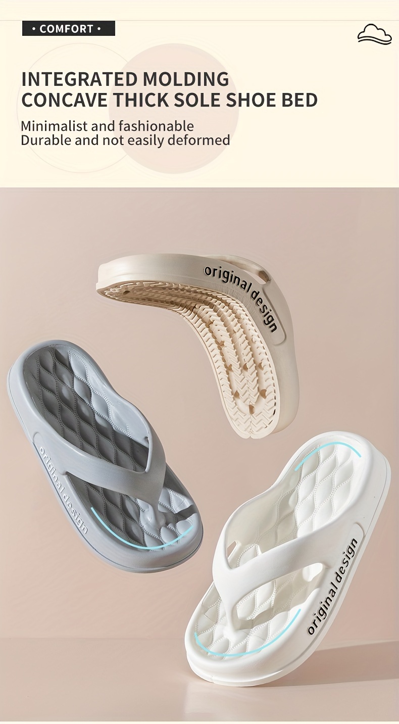 Simple Letter Print Flip Flops, Casual Clip Toe Summer Shoes, Comfortable Indoor Home Slides