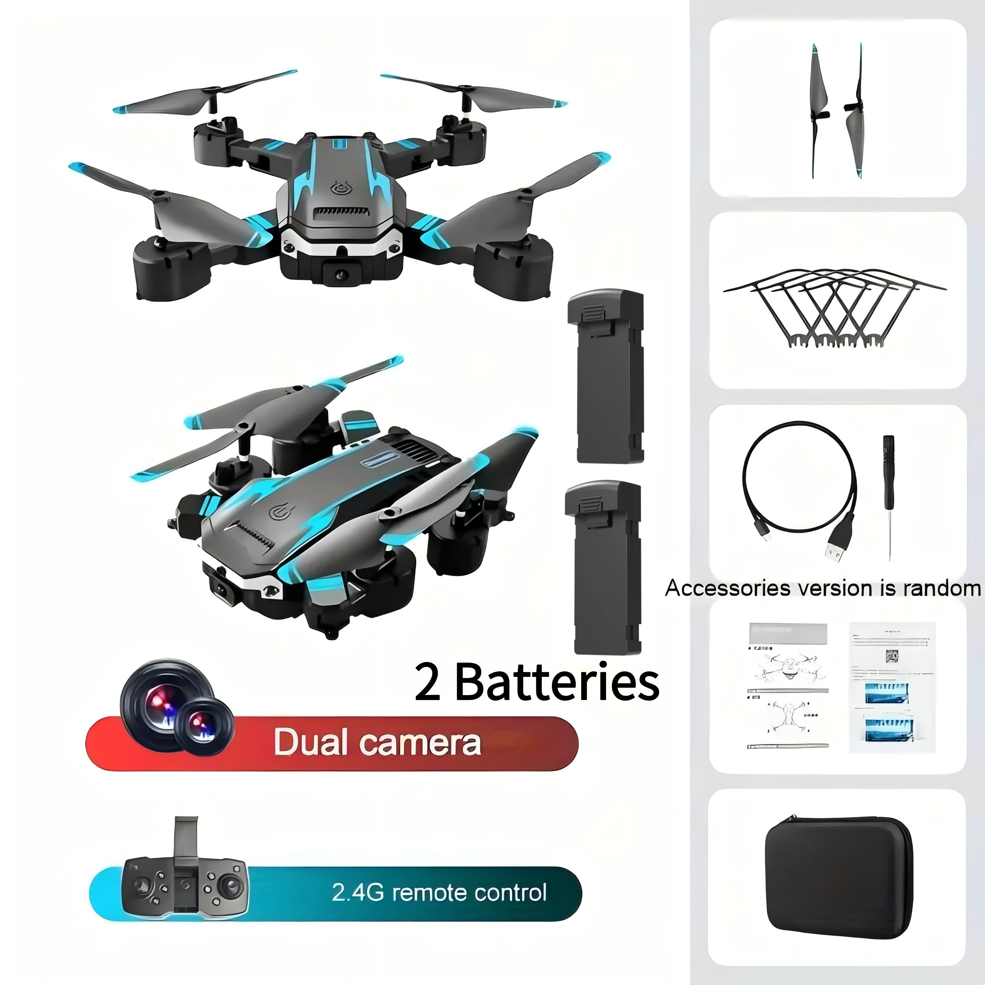 TEMU S6 Rc Drone With Hd Dual Camera Wifi Fpv Foldable Quadcopter +2 Batteries