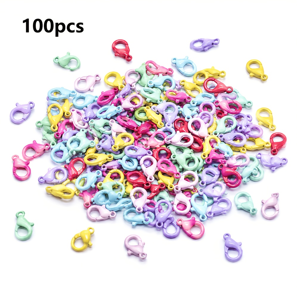 TEMU 100pcs Alloy Mixed Color Clasps, 8x12mm Cute Candy Color Connectors, For Diy Bracelets, Necklaces, Phone Charms, Keychains, Ceramic Pendant