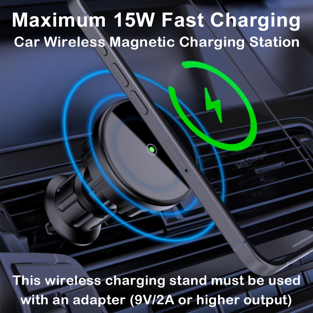 

Car 15w Fast Charging Dock, Magnetic Wireless Charger With Charging Cable, Suitable For Iphone 15/14/13/12 Series Smartphones