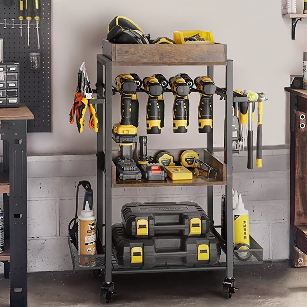Wisfor 4-Laags Werkplaatskar Gereedschap Opslag Utility Trolley Organizer Rollende Kar Boorhouder
