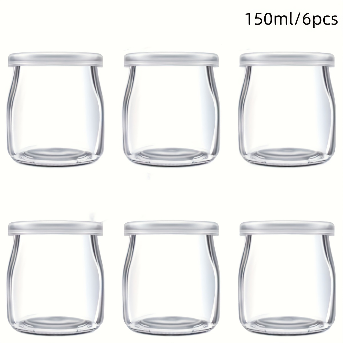 TEMU 6/10 Pots à Dessert, Pots à Yaourt Transparents avec Couvercles en PE - Pots à Yaourt avec Couvercles, Pots à Yaourt, Pots de Conservation en