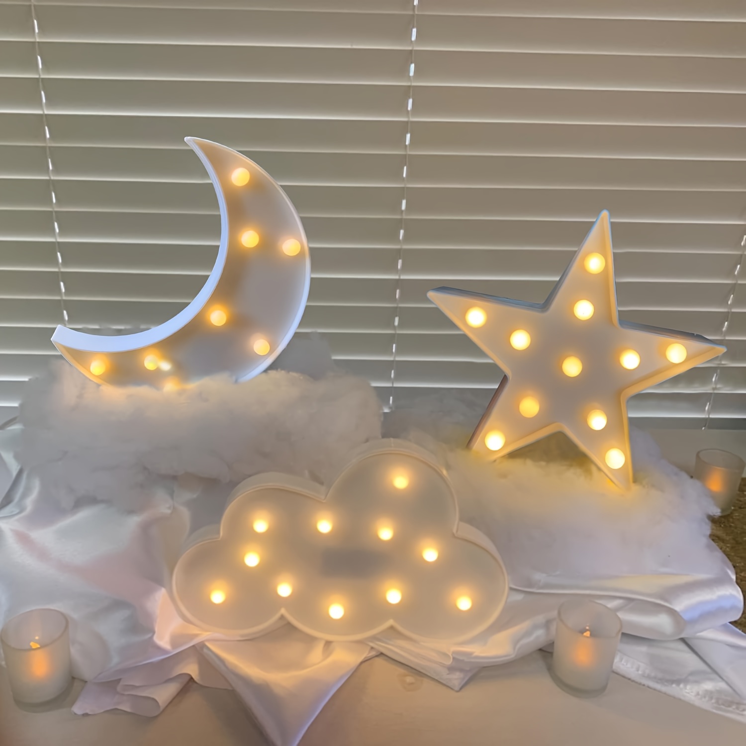 3pcs LED Star and Moon Cloud Wall Lights, Home Decor, Party Supplies Night Light, Birthday Party, Room Decoration Ambient Light, Surprise Creative Decorative Props, Battery Powered (Batteries Not Included)