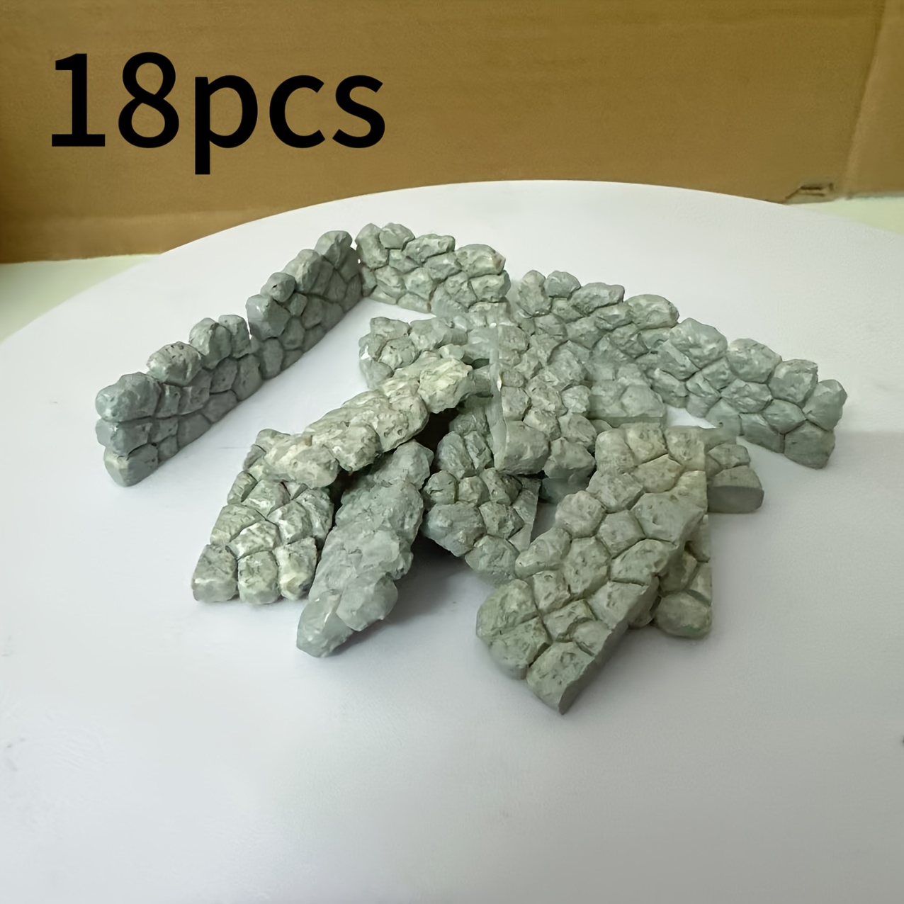 Image of 18pcs Set Of Miniature Landscape Simulation Models, Landscape Additions For Sand Table Architecture, Mini Stone Walls For Succulent Pot Decoration, Retro Block Barriers For Photography Scenes