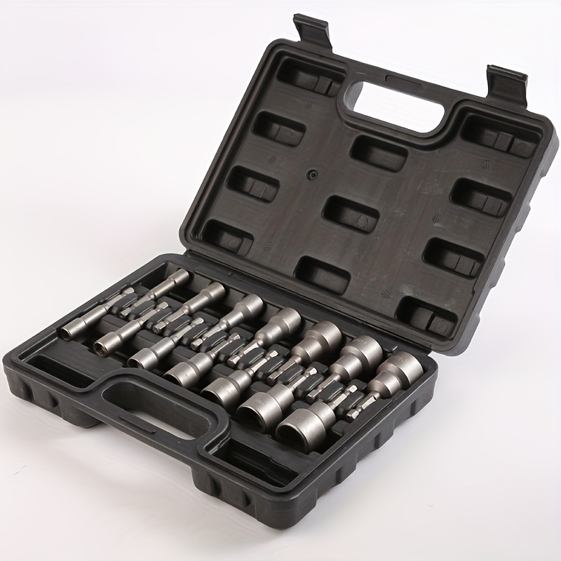 

14pcs Magnetic Metric Nut Driver Set With Quick-change 1/4" Hex Shank - Chrome Vanadium Steel, Industrial Grade Tools