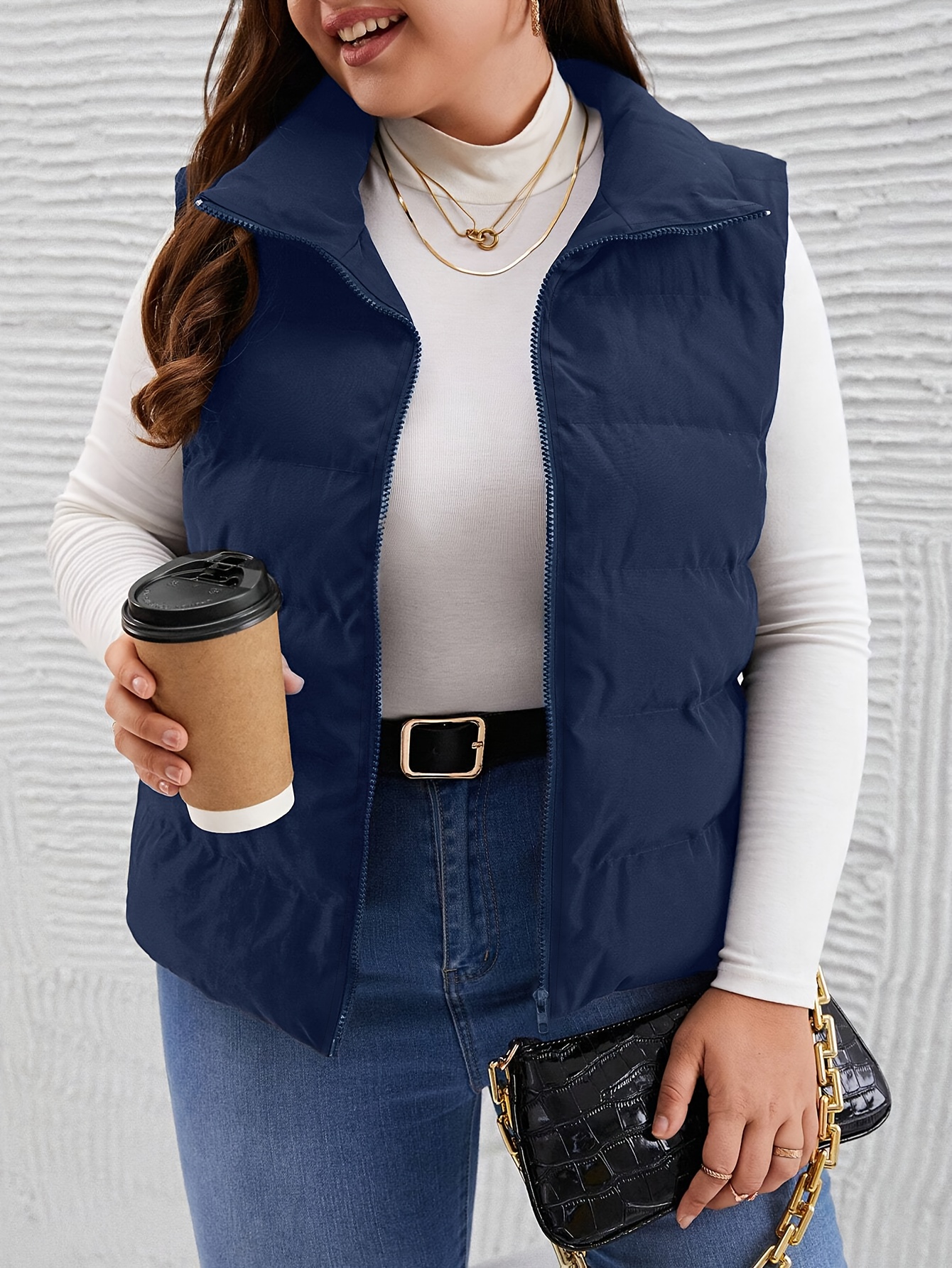 ärmellose Weste Damen Steppweste Dunkelblau Gilet Lange Ã