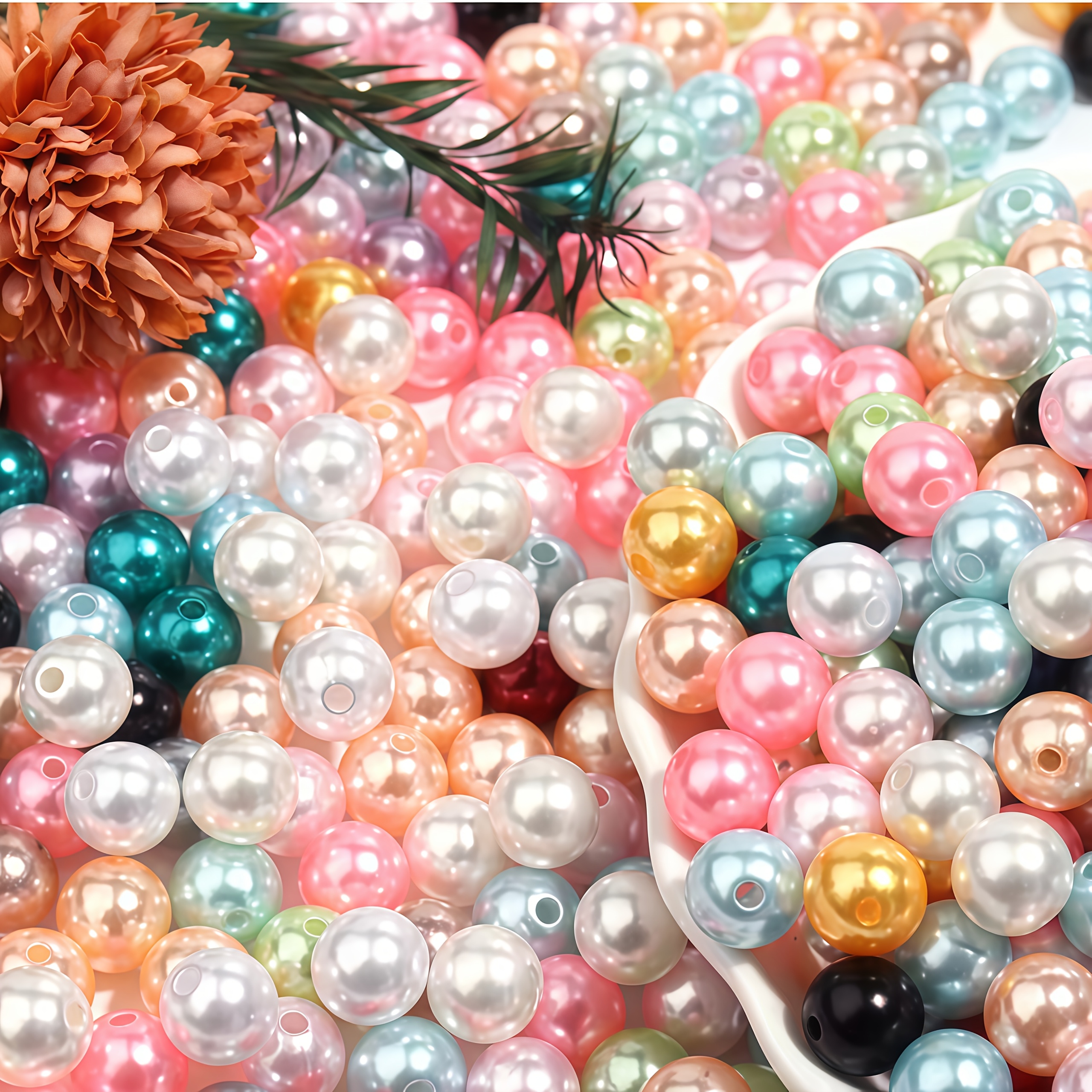 TEMU 2512/628/520/314/157pcs Perles acryliques de 4/6/8/10mm, couleurs mélangées aléatoirement, perles d'espacement, pour bracelets, , décorations à