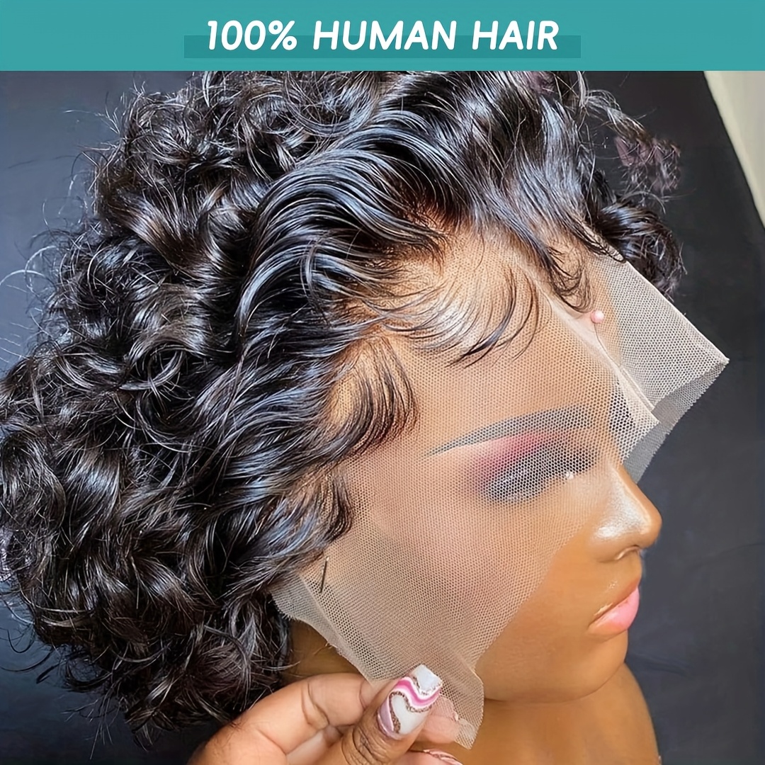 

13x1 Transparent Lace Front Wigs Short Curly Cut Wigs 6 Inch Human Hair Brazilian Hair For Women