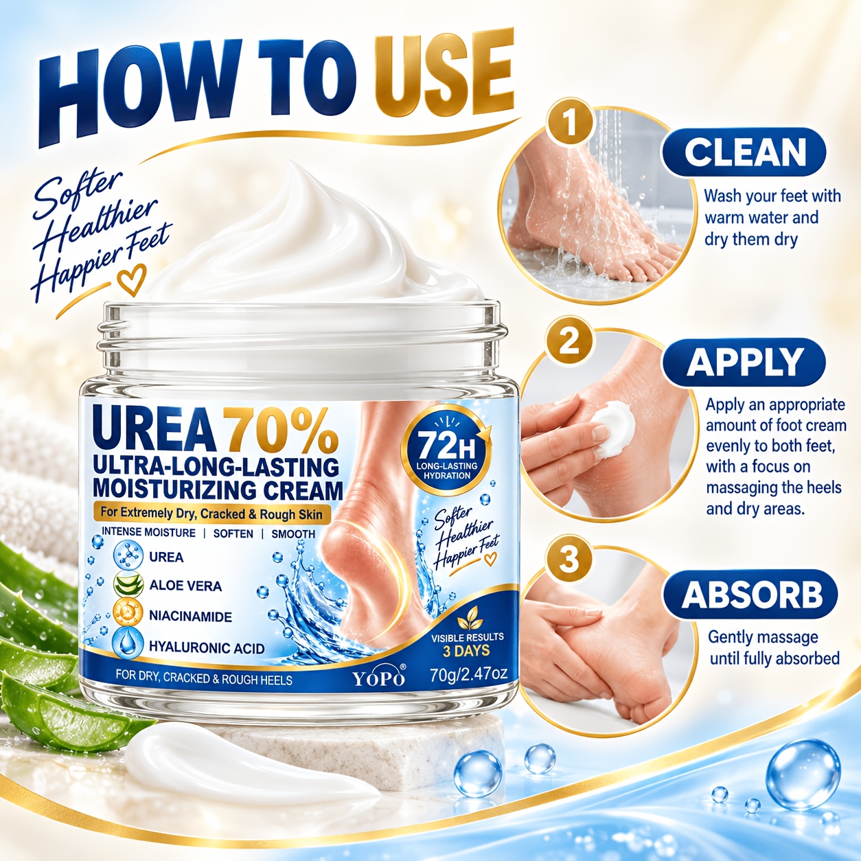Urea 70% Ultra-Long-Lasting Moisturizing Cream, 40g