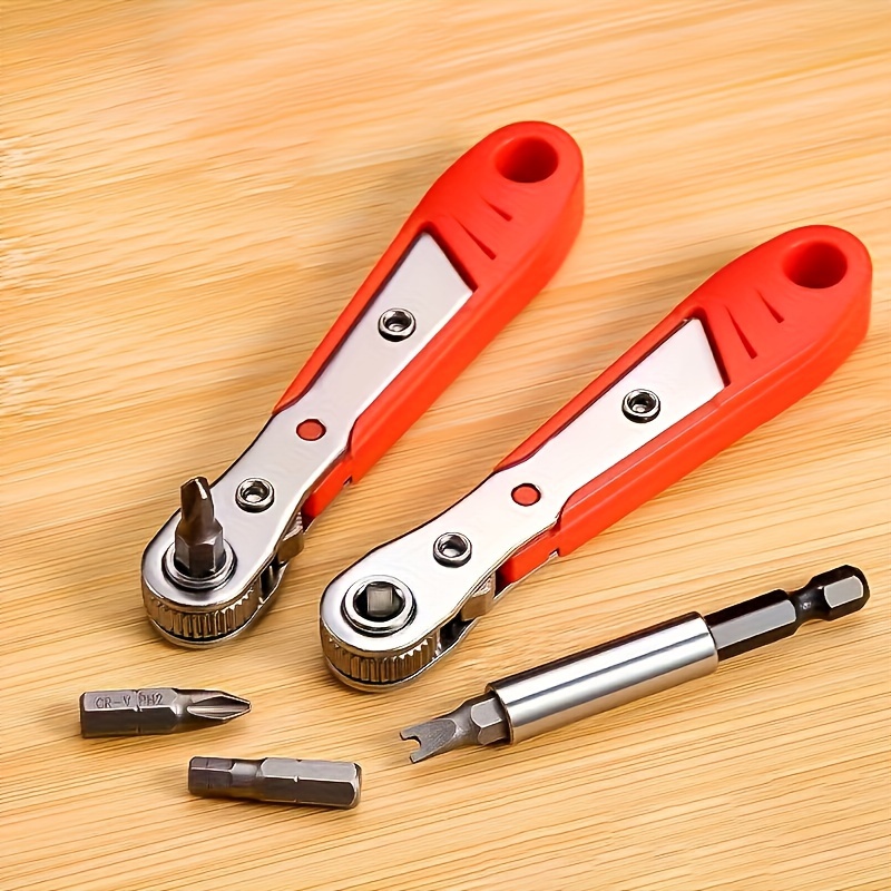 Wrench Handle for Narrow Spaces, Front and Rear, Elbow Wrench, Right Angle Bend, Phillips Screwdriver, Steel Material, Red, Requires Assembly, Non-Electric, No Battery Required, Suitable for Industrial and Scientific Use