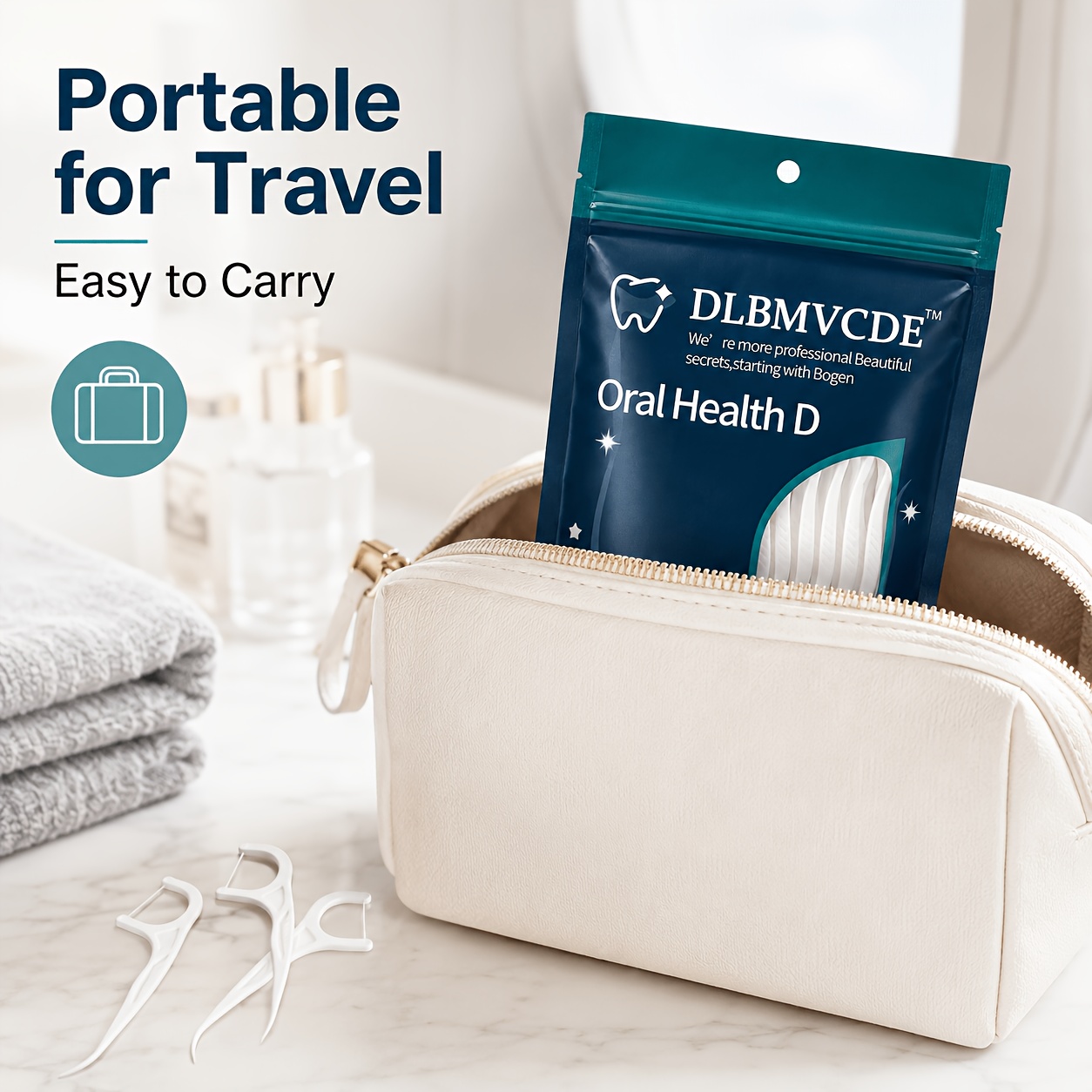 50 Bagged Dental Floss for Deep Cleaning, Portable Disposable