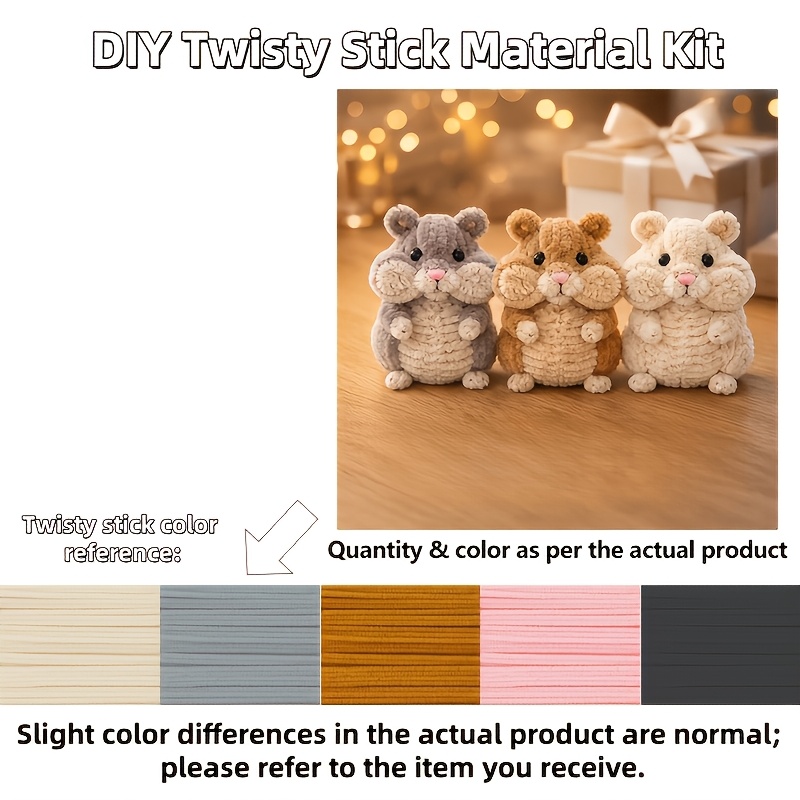 TEMU 3pcs Diy Hamster Craft Wand Weaving Kit With Cleaning Tubes - Handmade Hamster Habitat Building Supplies Suitable For Home Decor, Creative Gift