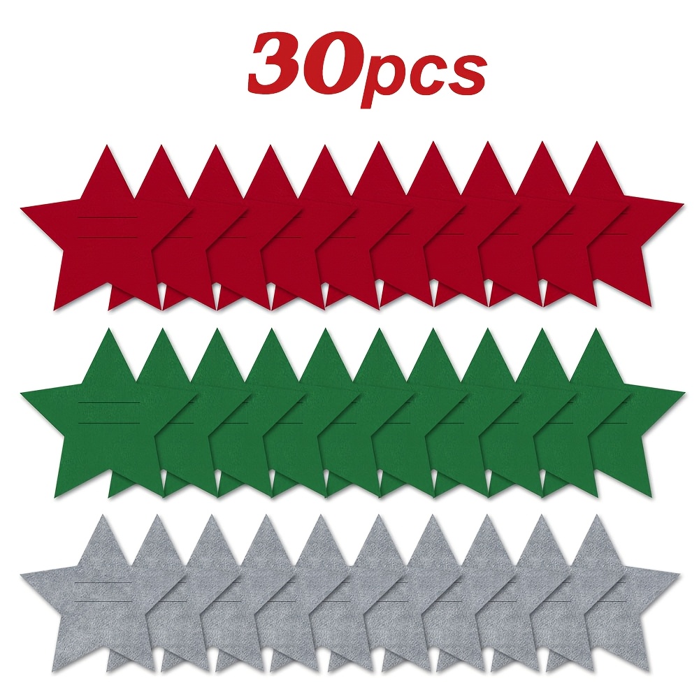 TEMU Juego de 30 piezas, manteles individuales navideños de fieltro, diseño de estrella, , verde, , estrellas navideñas, manteles individuales,