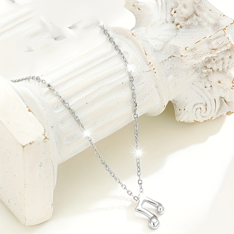 Women's S925 Silver Musical Note Pendant Necklace, Valentine's Gift