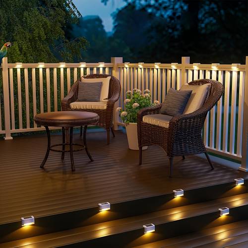 32 pack solar deck lights led solar lights solar landscape lighting outside light for outdoor stairs step fence yard patio in 16pcs