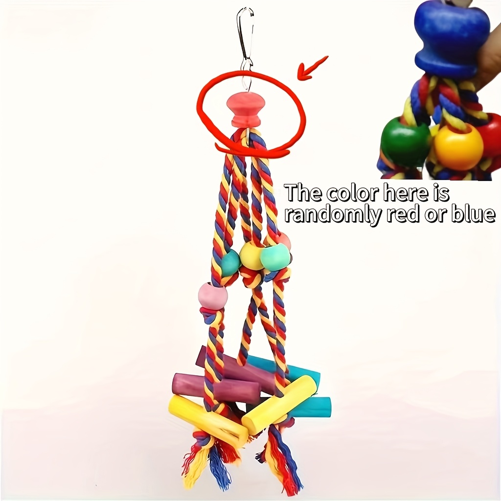 Colored Parrot Toy With Wooden Blocks And Tassels - Pet Birds