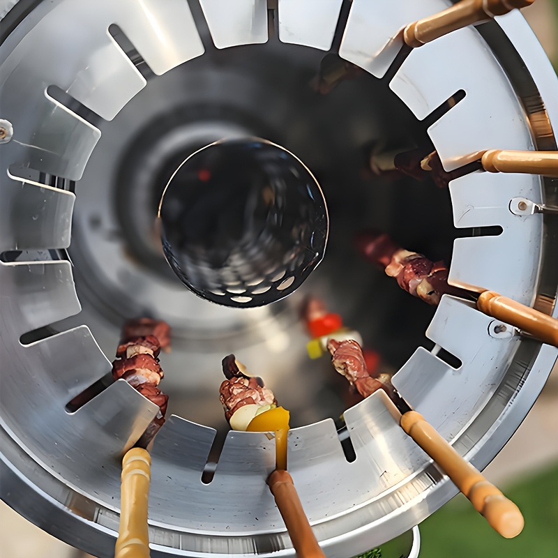 Heavy-Duty Stainless Steel BBQ Grill with Lid - Commercial/Home Use, Holds 22/30 Skewers, Portable Outdoor/Indoor Grill for Camping, Backyard, Restaurants - Compatible with Charcoal & Gas - Easy Assembly Required, Grills for Cooking, Outdoor Grilling, Sturdy Handles, Skewer Holder, Restaurant Owners