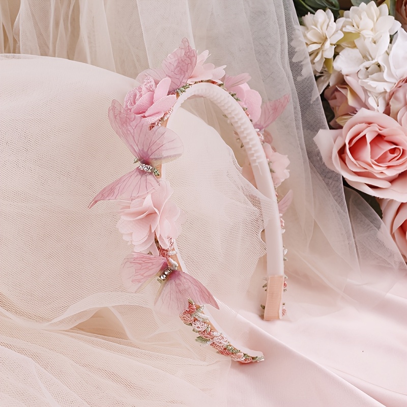 TEMU Floral Hairband With Korean Style Embroidery For ; Cute Lace Headband With Sweet And ; 1pc Packaging.