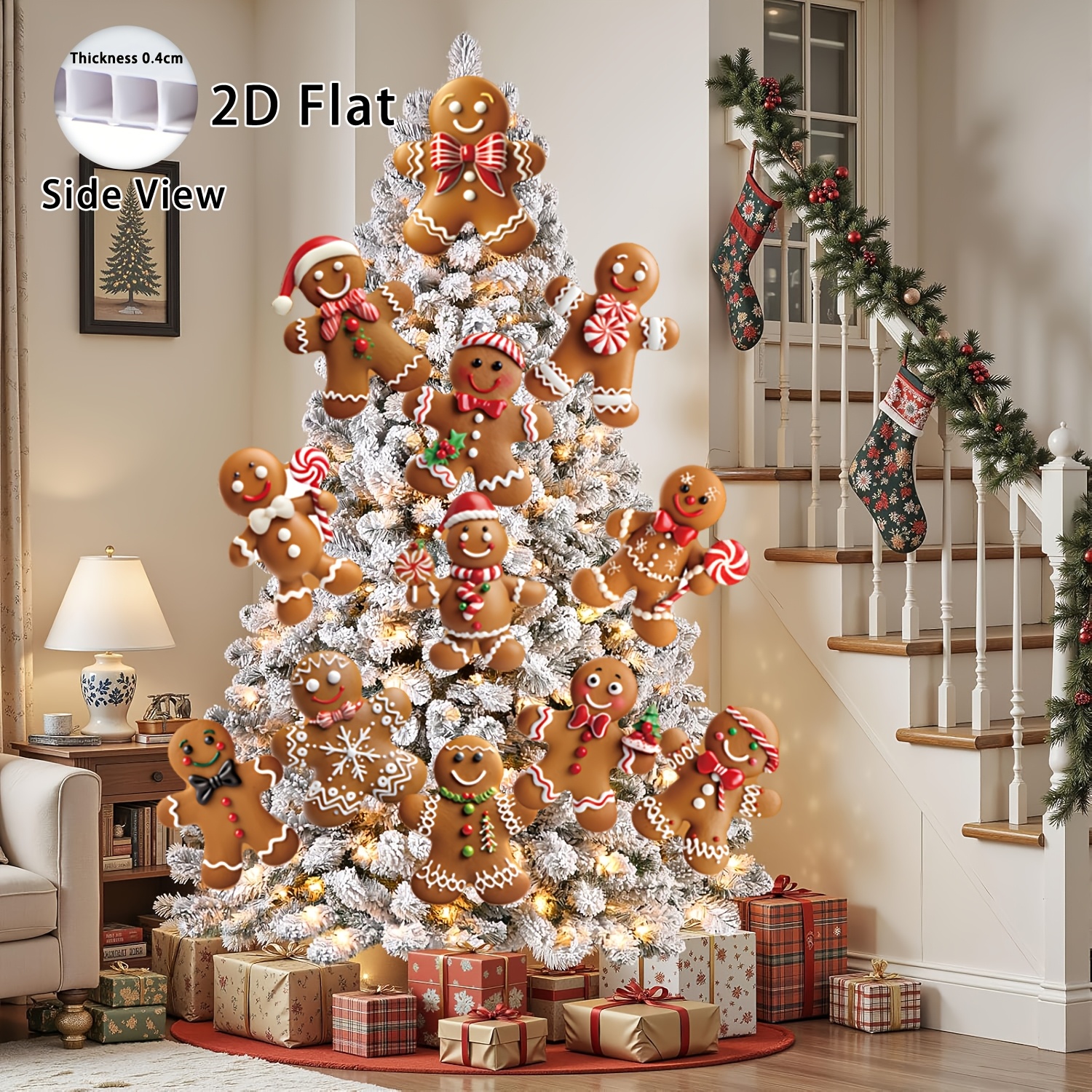 TEMU 2d Flat, 12pcs Christmas Gingerbread For Man Decor For Tree-christmas Tree Topper, Christmas Tree Decoration, Christmas Deocrations For Tree,