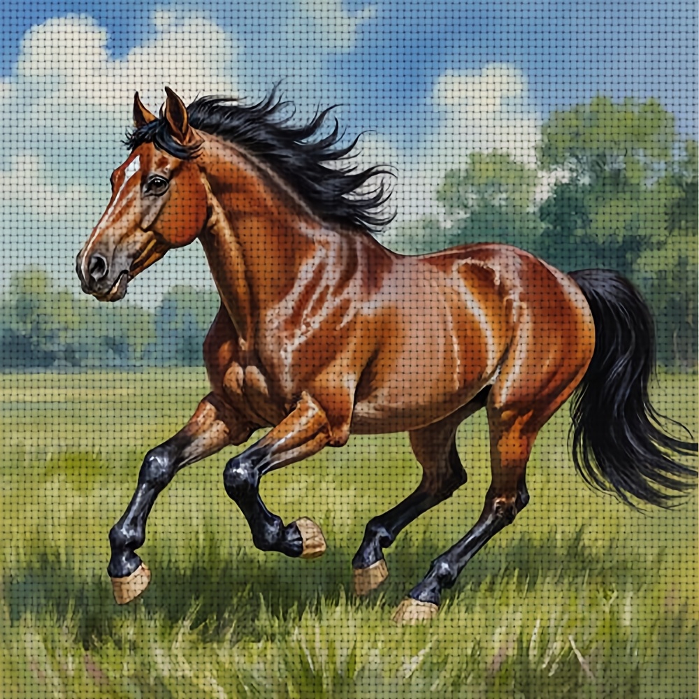 TEMU 1 Set Of 11ct Frameless Diy Cross Stitch Kit- In Grassy Field,suitable For Adults And Beginners To Relax, Handmade Embroidery Kit, Including
