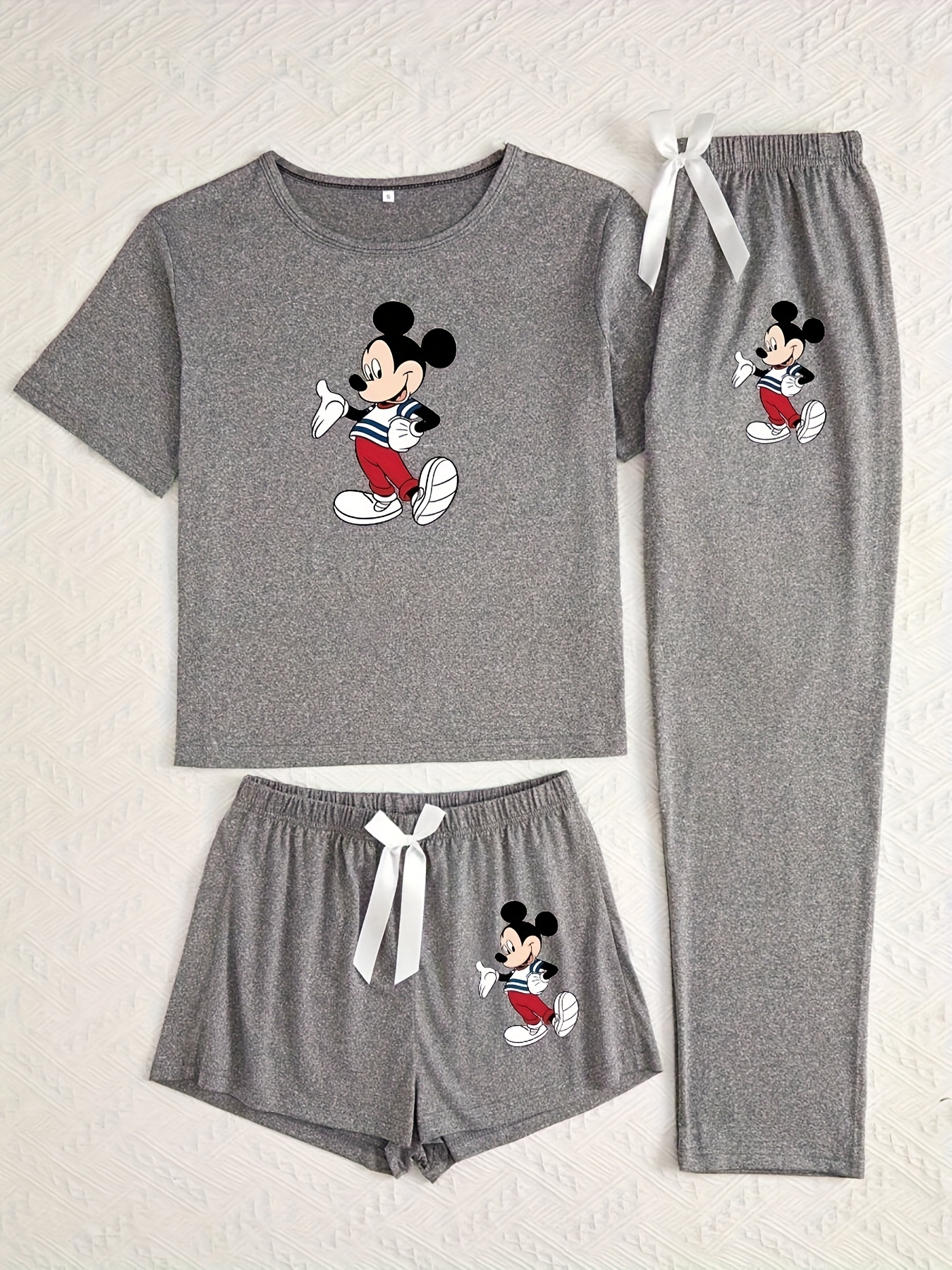     and   pajama set cute   printed round neck short sleeve top and pants 3pcs set Product details 1