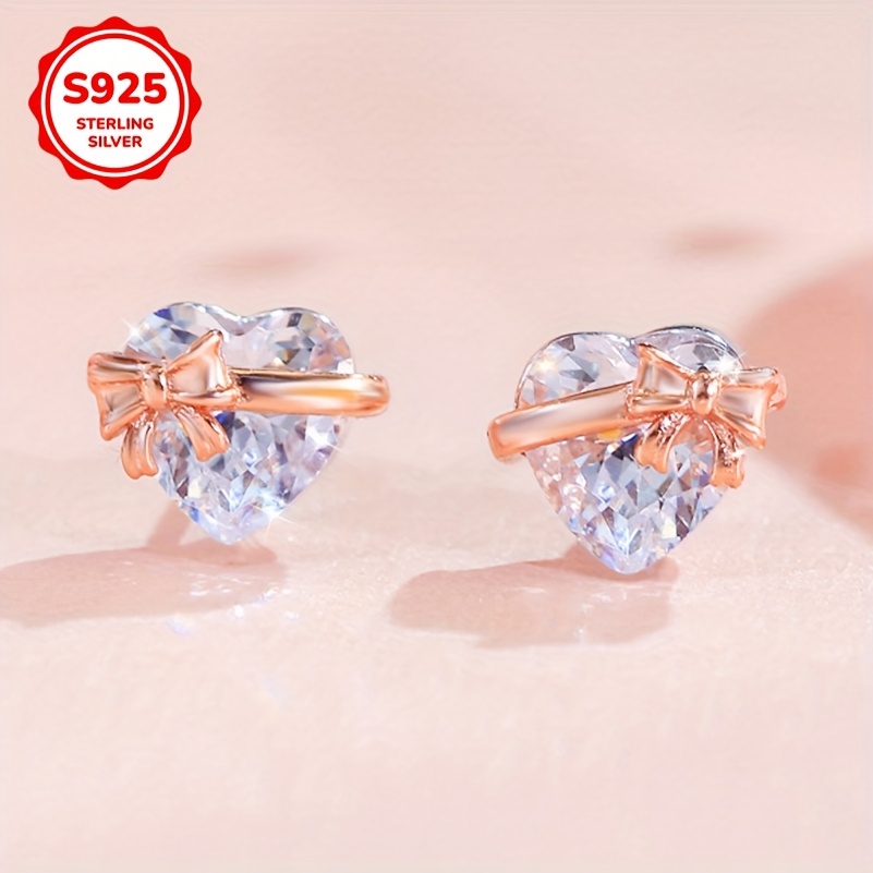 Women's Rose Gold Plated Bowknot Design Stud Earrings