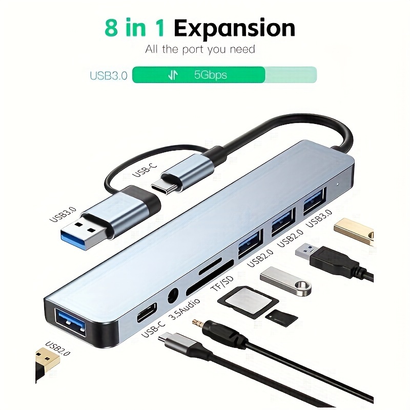 

Vienon Aluminum 7-in-1 Usb Expander, Usb Distributor With 1 Usb 3.0, 4 Usb 2.0, And 2 Usb C Ports, Suitable For Pro Air And More Pc/laptop/tablet Devices/computer And Accessories Usb Hub