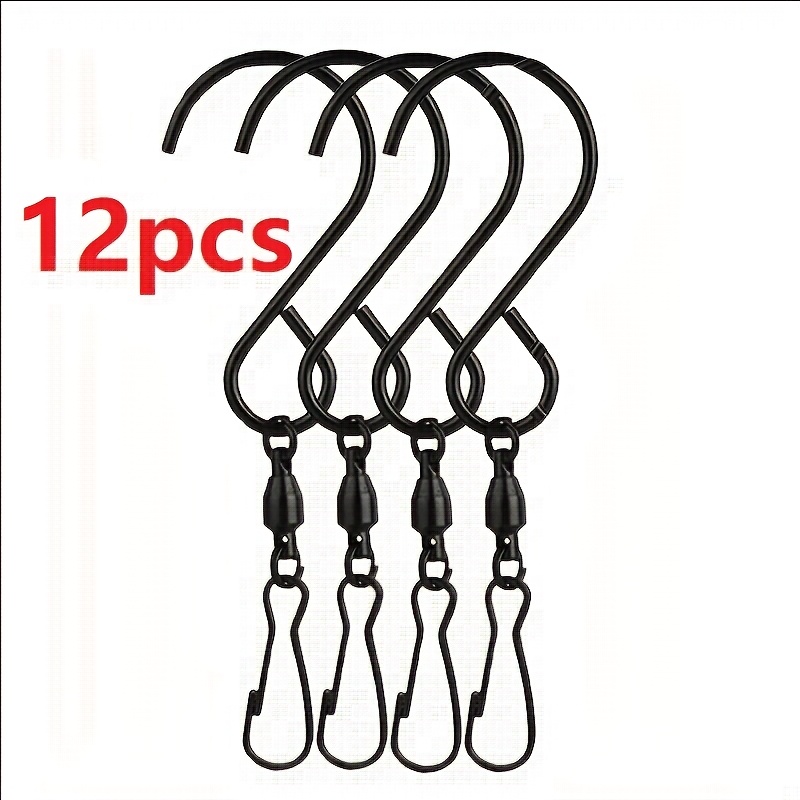 TEMU 12pcs Stainless Steel Swivel Hooks Clips - Wall-mounted Rotating S Hooks For Hanging Wind Spinners, Wind Chimes, Crystal - , Durable &