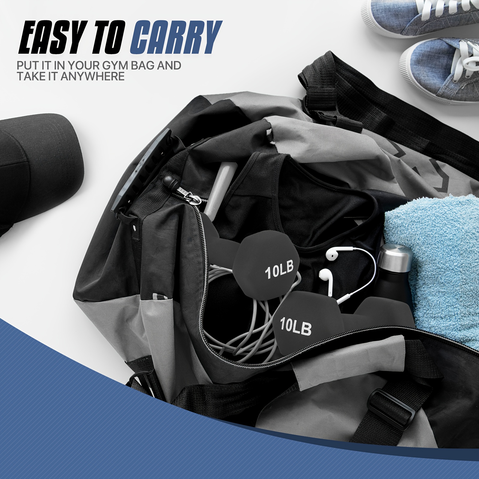 [Non-Slip Neoprene Coated Hand Weights] Set of 2 Neoprene Coated Dumbbell Hand Weights, Anti-Roll Non-Slip Hexagon Shaped 10 LB Weights