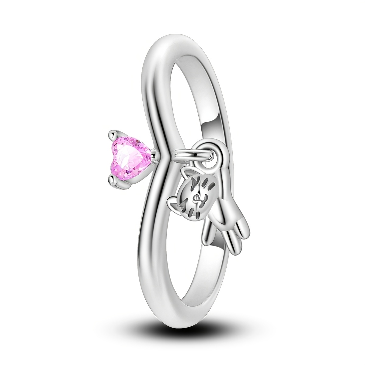 Women's Wishing Bone Cat Ring, Elegant Design