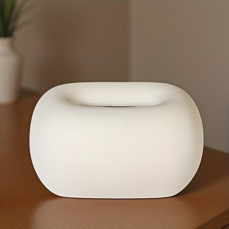 1pc Modern Minimalist Creamy White Ceramic Tissue Box With Black Pull-out Tissue Holder, Ins-style Room Home Dining Table Coffee Table Napkin Holder, Desktop Decoration