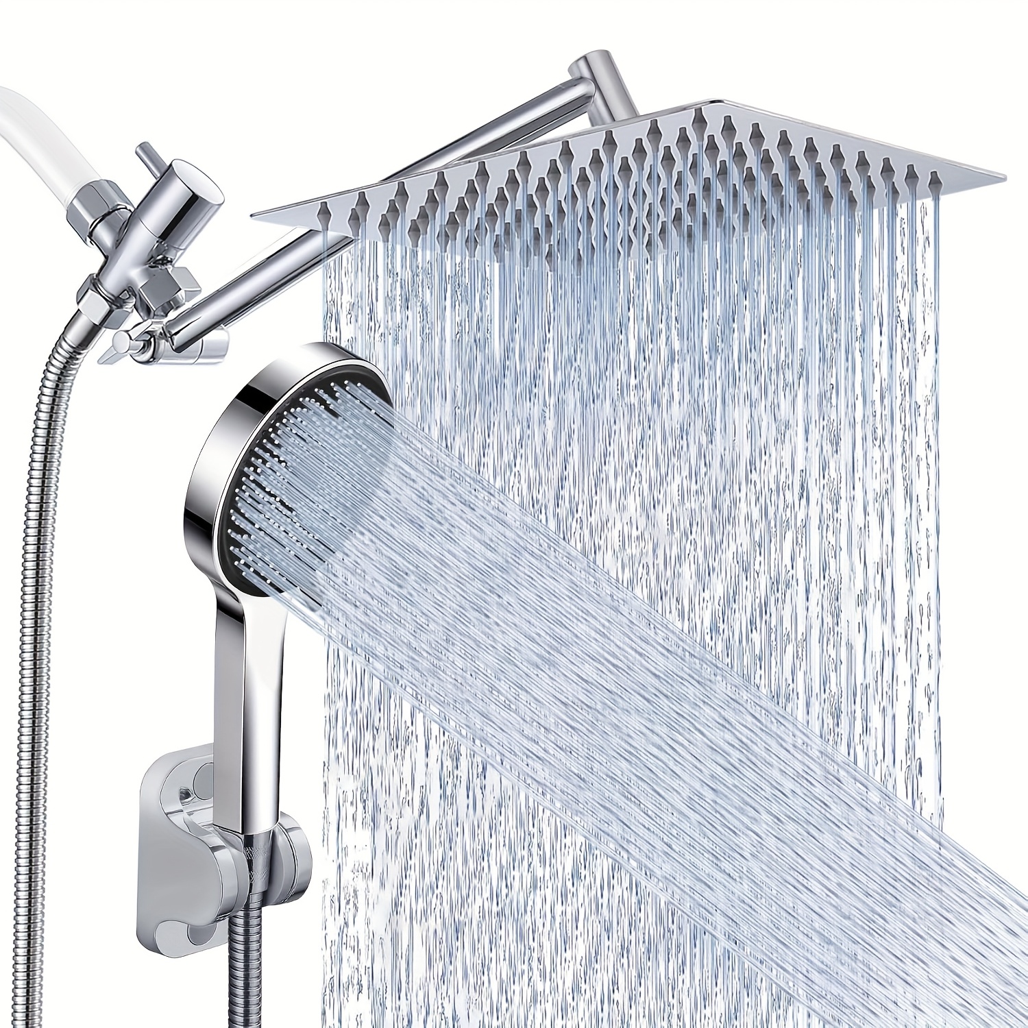 ultimate Shower Head, High Pressure Rainfall/Handheld Shower Combo with 11'' Extension Arm, 3 Settings, Anti-Leak Shower Head with Holder, Height/Angle Adjustable, Chrome, Matte Black 8 ultimate Shower Head, High Pressure Rainfall/Handheld Shower Combo with 11'' Extension Arm, 3 Settings, Anti-Leak Shower Head with Holder, Height/Angle Adjustable, Chrome, Matte Black - Image 8