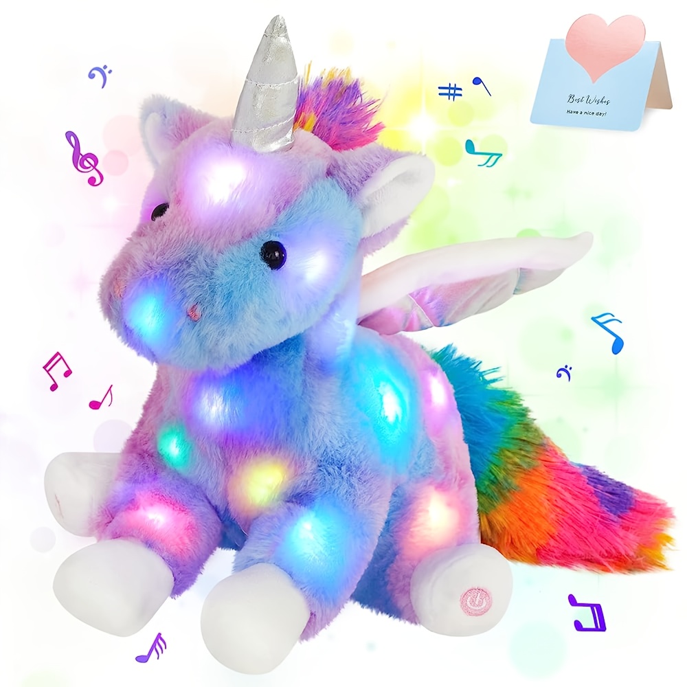 TEMU Peluche Licorne Lumineuse , Cadeau Idéal pour la Fête des Mères, de Jeu Parfait, Jouet en Peluche Lumineux, pour Enfants et Amis, Décoration de