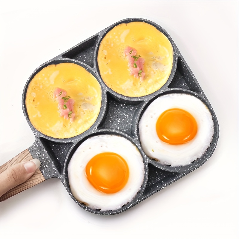 Image of 4-cup Egg Frying Pan, Healthy Aluminum Egg Frying Pan, Breakfast Egg Frying Pan, Suitable For Eggs And Pancakes, Compatible With Gas Stoves And Induction Cookers