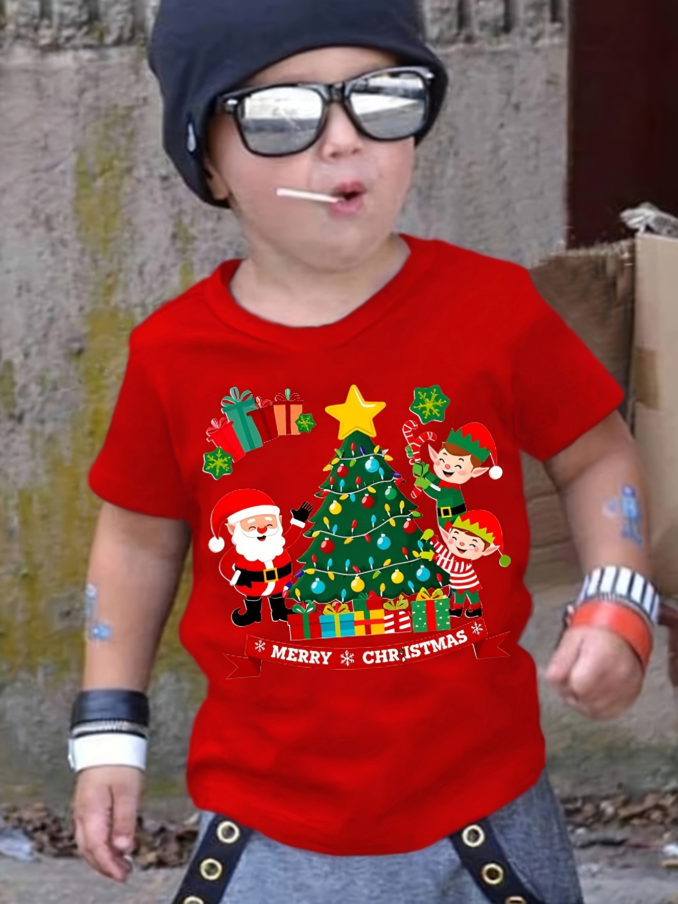 chemise décontractée à manches courtes garçons imprimé Temu