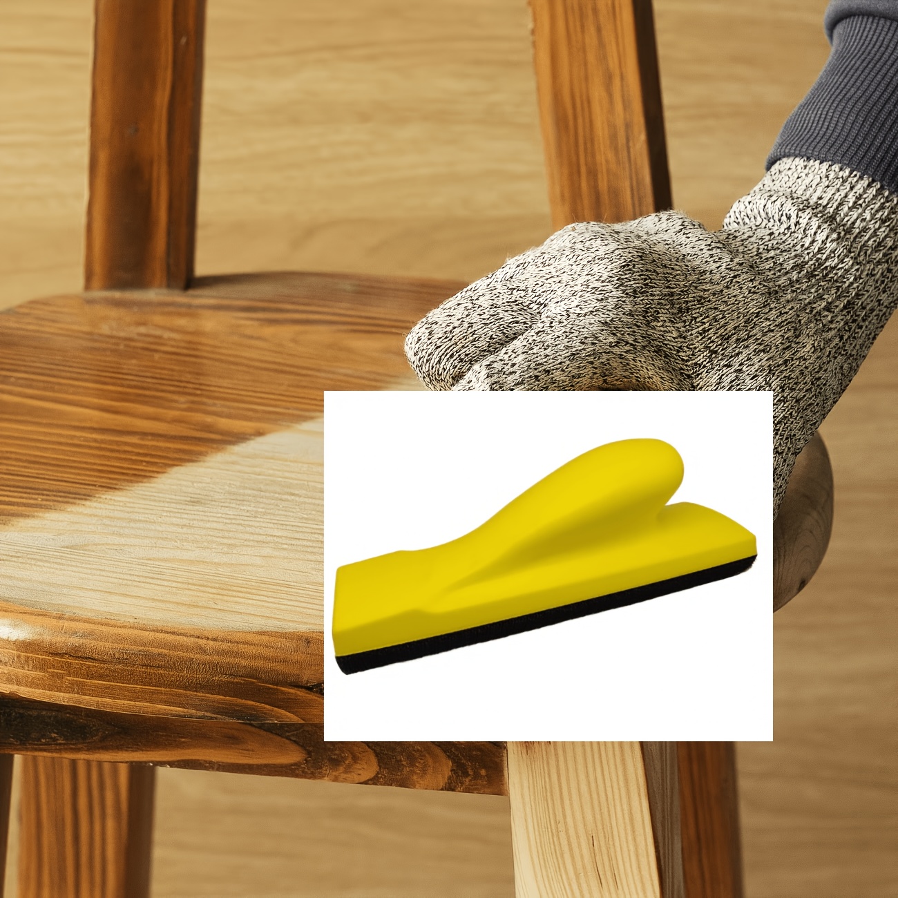 TEMU Curved Hand Sanding Block For Manual Sanding, Size: 58 X 198mm, Hook-and-loop Backing
