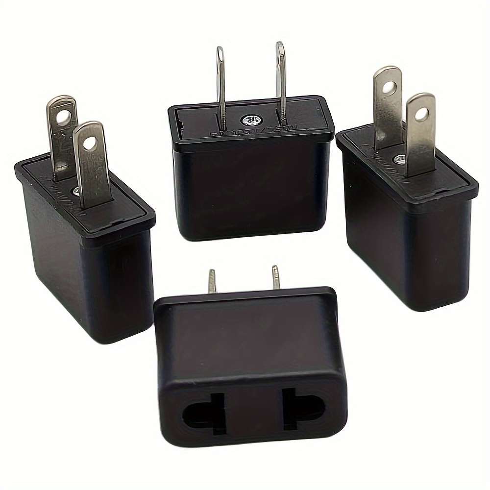 

4pcs Eu To Us Travel Adapters, Eu To Us Plug Adapter, Europe To Usa Plug Adaptor, Us Canada Mexico Travel Plug Adapter, Type A Pin Converter (black)