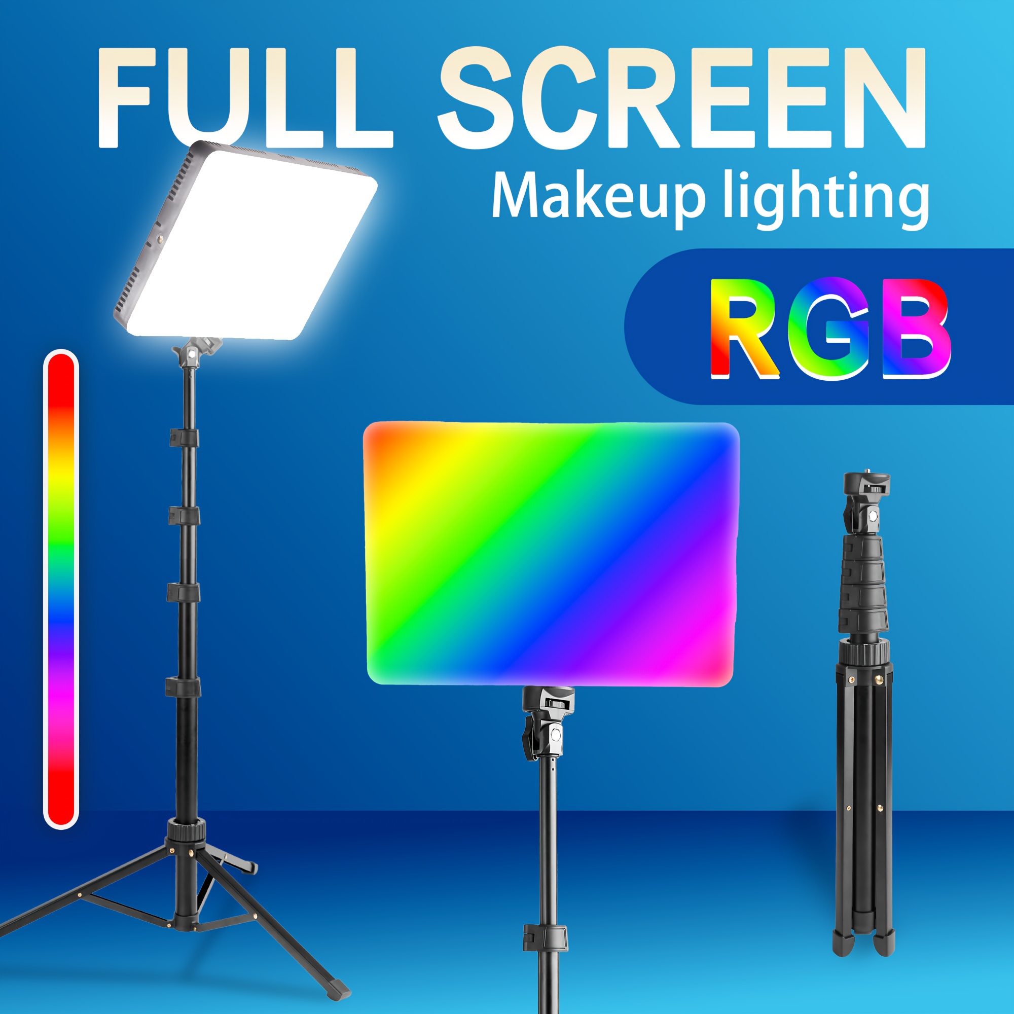 E-shop ZOMEI 10-Zoll RGB-LED-Licht mit 63-Zoll verstellbarem Ständer - Vollbild-Make-up-Beleuchtung, Mehrere Farbmodi, USB-betrieben, Ideal für
