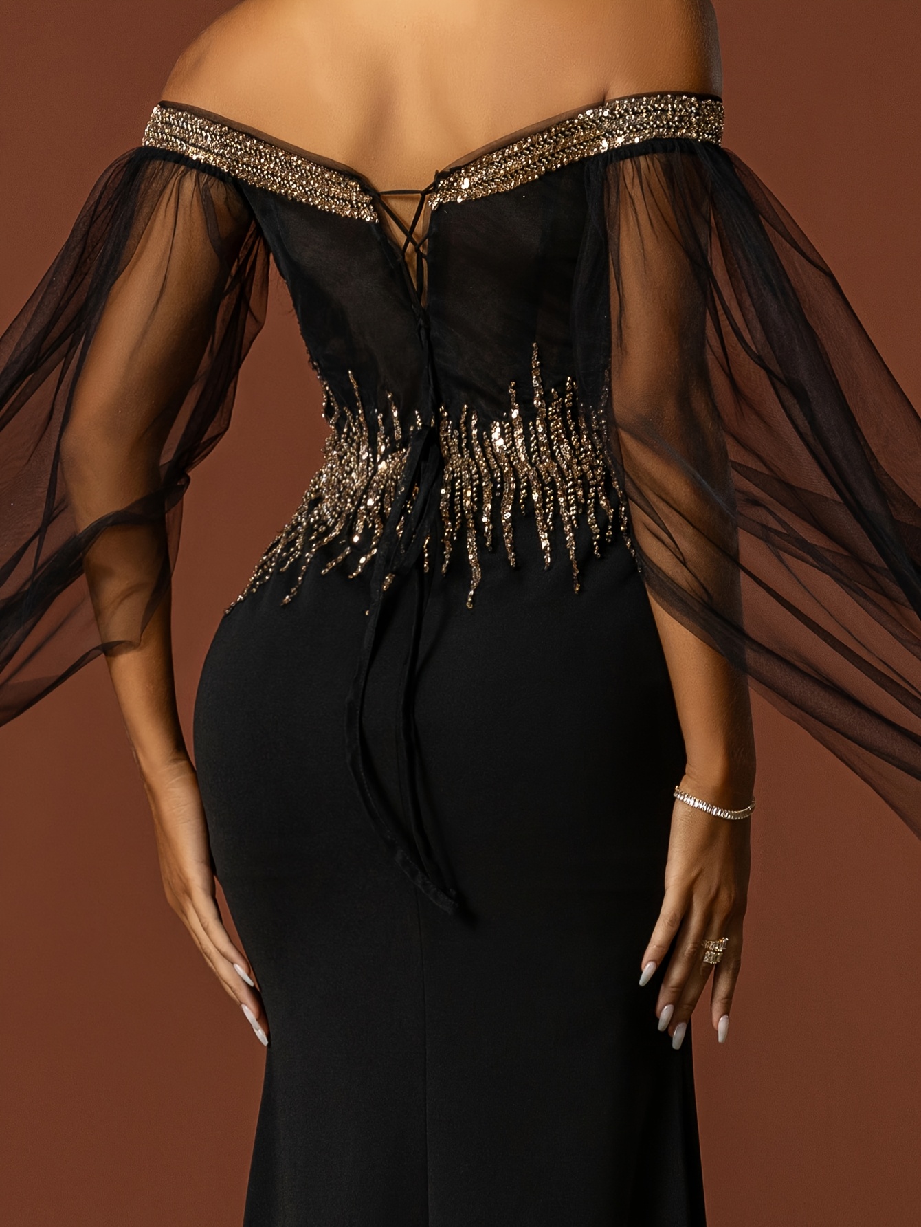 sequined embroidered bodycon dress women elegant stylish v