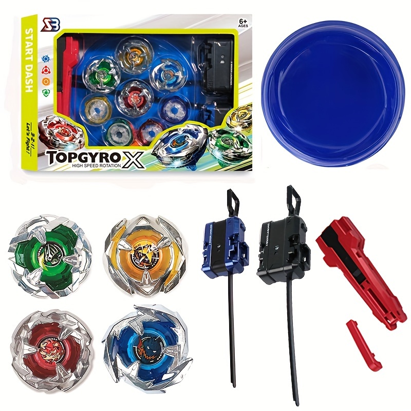 

Bey Set Burst Gyro Toy Gift, Suitable For 6 Years, 8 Years, 10 Years, 12 Years And Older Fighting Games 4 Burst Rotary Tops 2 Two-way Launchers 1 Grip Starter