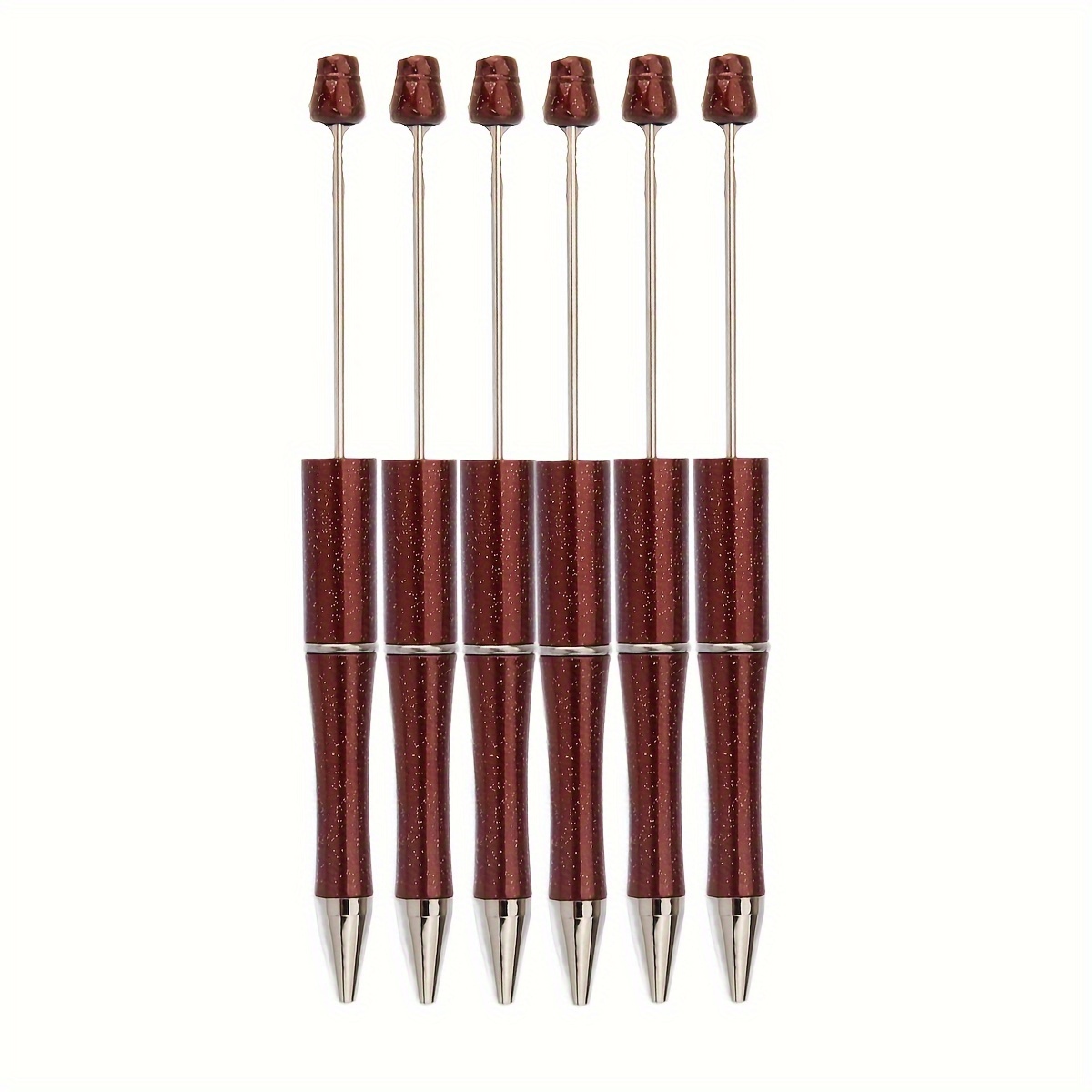 TEMU 6pcs Pearlescent Bead Pen Set - Creative Bead Plastic Craft Pens With Glitter, Ideal For Gifts And School Supplies, Study Tools, Back-to-